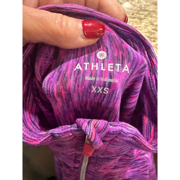 Women's Athleta Long Sleeve Tee XXS Purple Pink Half-Zip - Picture 4 of 10